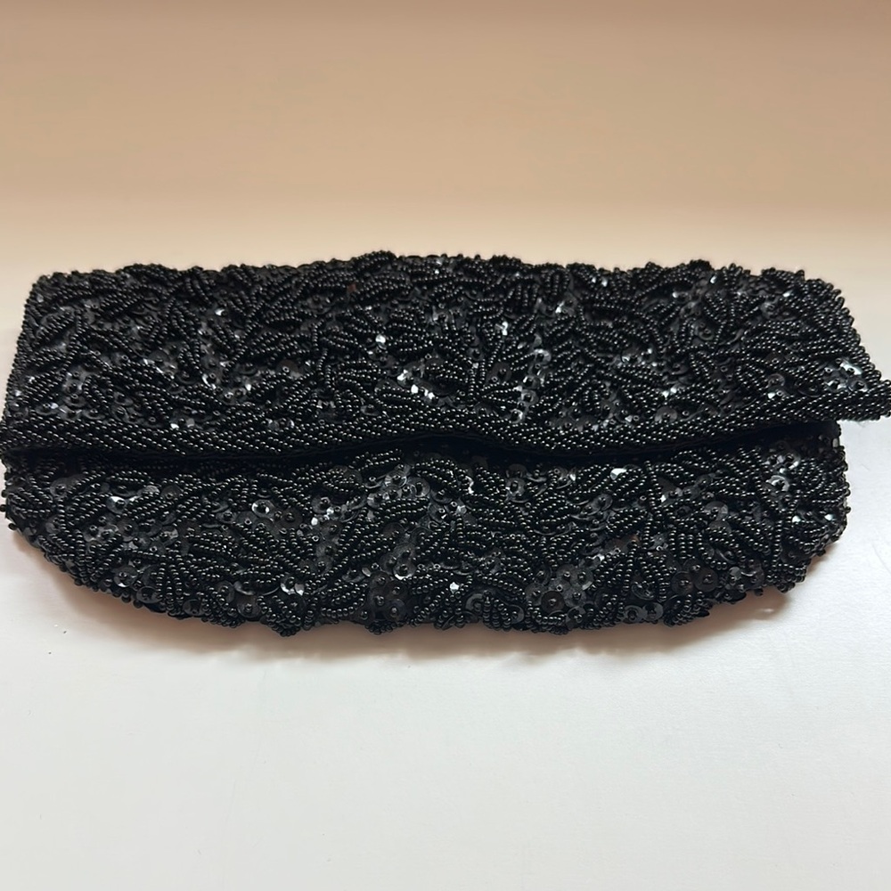 La Regale Black Beaded Clutch